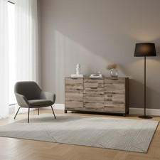 DecHome Madia Industriale Cassetto 3 Armadietti Legno Acciaio 120x70h cm Marrone