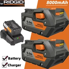18V Battery For Ridgid 18V 8Ah R840087 Lithium R840085 Rigid Power Tool Charger