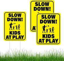 3 PCS Slow down Kids at Play Sign 14.2 X 11 Inches Children at Play Safety Signs