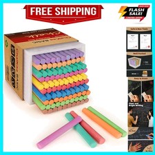 Dustless Colored Chalk 100PCS, 10 Colors Non-Toxic Classroom Chalks for Teach...
