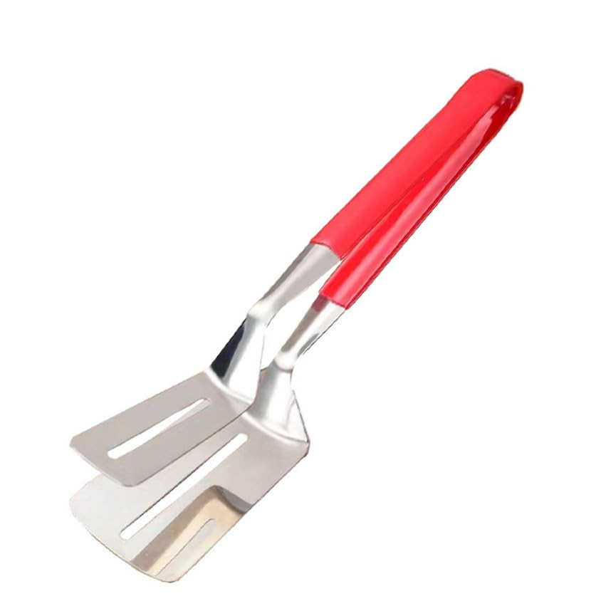 11.5-Inch Red Anti-Scald Extended Handle Spatula Tongs for Multifunctional Use