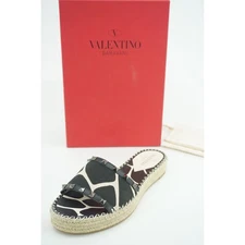 Valentino 1966 Giraffe Print Rockstud Espadrille Slide Sandal SZ 41 11 US NIB