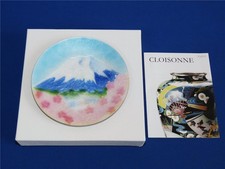 Staatsgeschenk Japan Ando Cloisonne Zierteller Ø 12 cm Berg Fuji & Kirschblüten