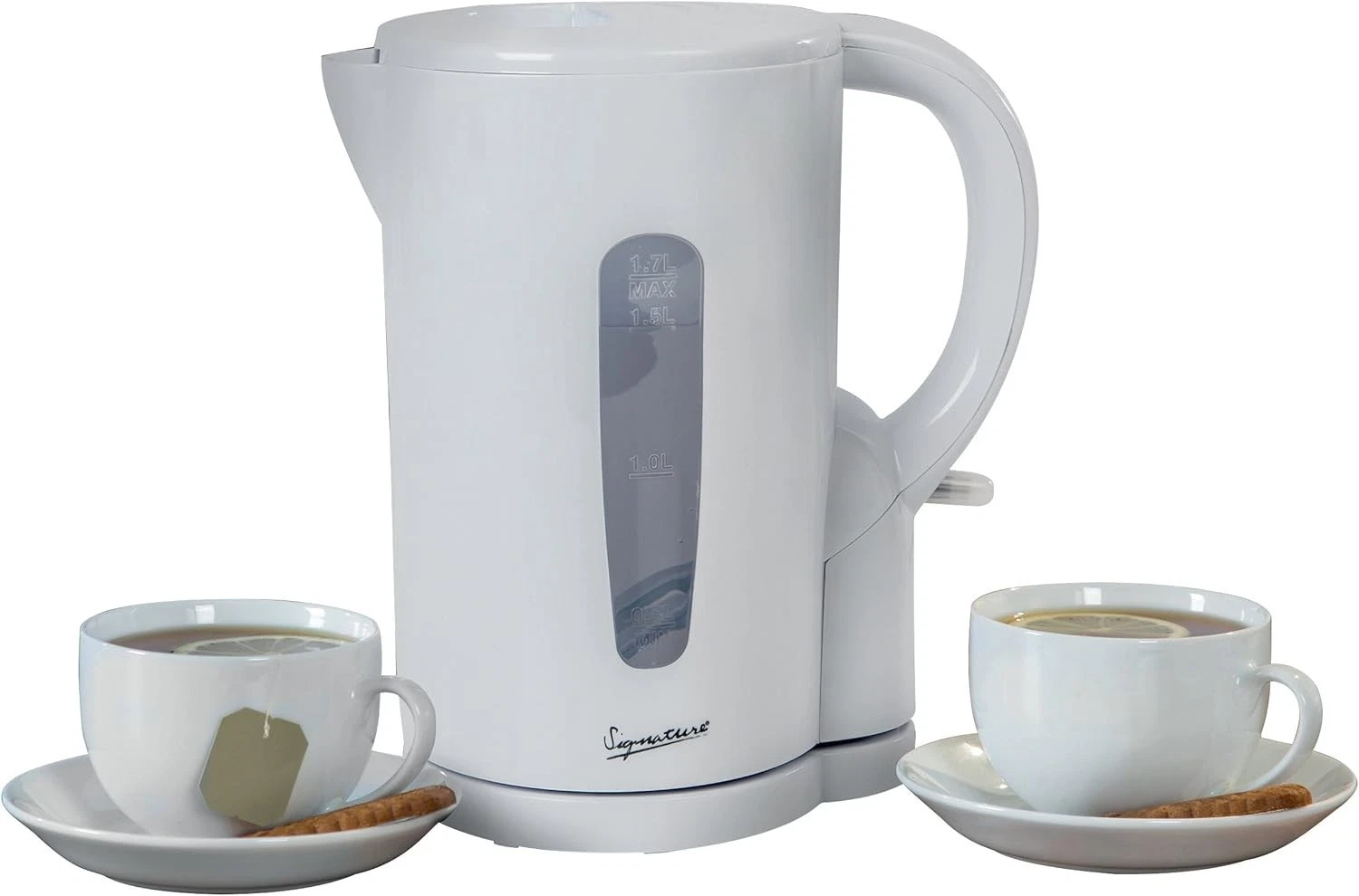 Signature 1.7L Cordless Electric Kettle White Easy Grip Water Guide Fast Boil