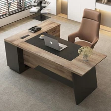 78.74in L Shape Executive Desk w/Drawer Shelves Large Office Desk Computer Table