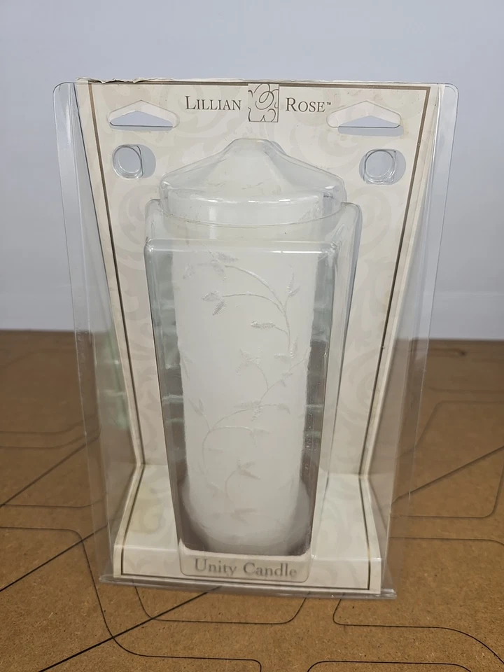 Vela de Pilar de Unidad Lillian Rose Blanca Boda Diseño de Bordado Floral NOS  Foto 3 de 4