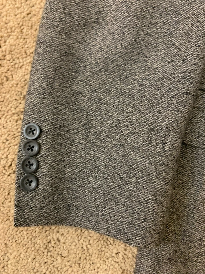 Chaqueta de Tweed Gris 100% Lana Blazer Abrigo Deportivo Chaqueta Pequeña 38S de Colección Foto 3 de 4