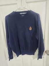 Sweater Polo Golf Ralph Lauren Crest Navy Small Cotton VTG c10