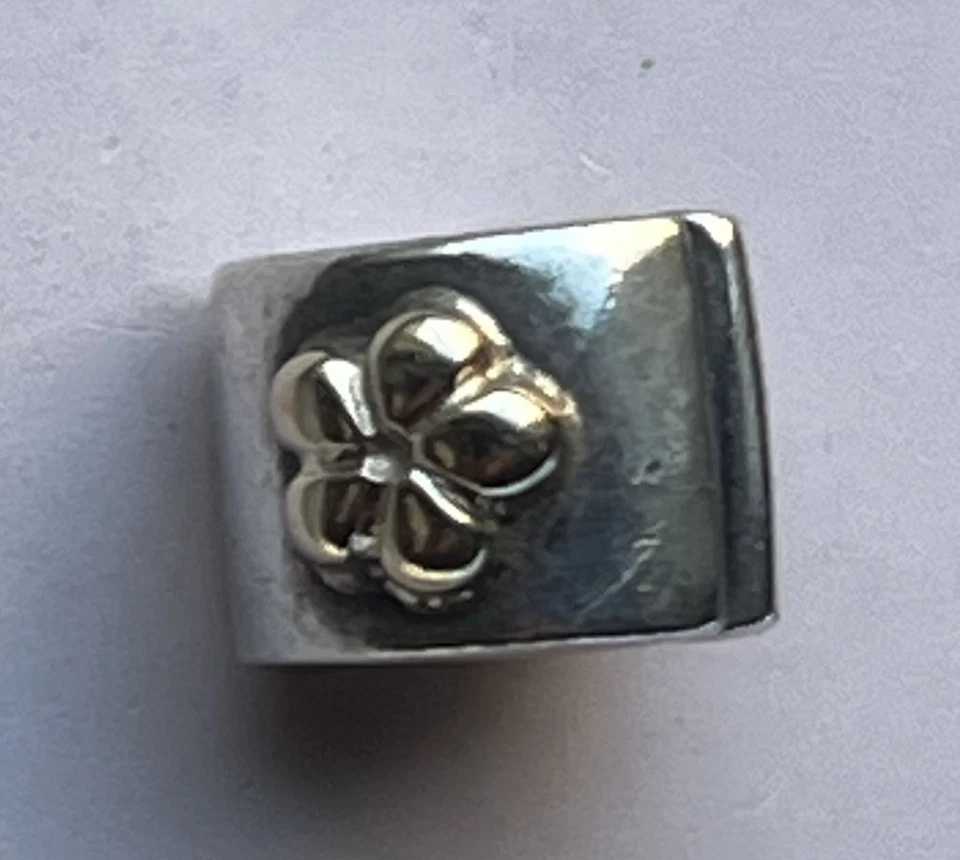 925er Sterling Silber Pandora Charm mit vergoldeter Blüte für Pandora Armreif