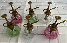 Floral Plant Mister Glass with Plastic Gold Pump Set of 6 Assorted Colors