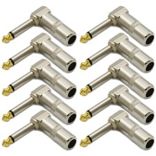 10pcs 90 Degree microphone Adapter Plug 1/4 in TS Male To 1/4 in Jack Male