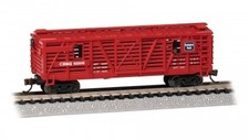 Bachmann 19751 N Scale 40ft Animated Stock Car w Cattle Chicago B&Q 52105