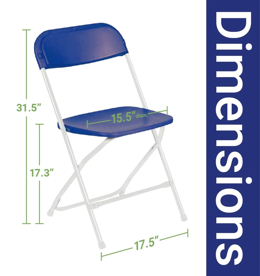Plastic Folding Chairs Blue 4 Pack Indoor Outdoor Event Party 700 lb Capacity - Image 3 of 4