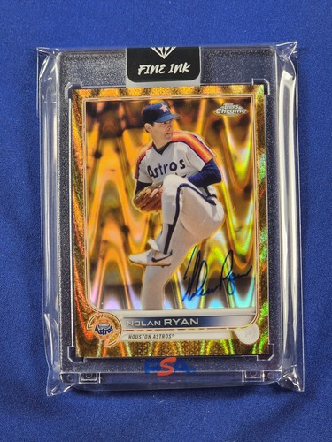 Nolan Ryan 2022 Topps Chrome Gilded Gold Wave Signed 20/25 #141 AUTO FINE INK