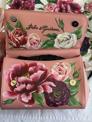 NWT Dolce & Gabbana Sicily Mini Bag Rose Peony Floral Leather