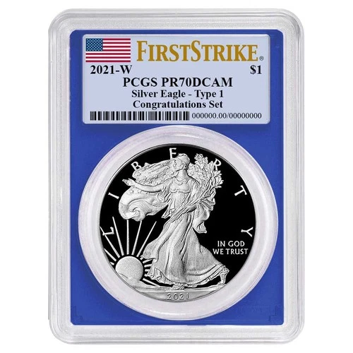 2021-W Proof $1 Type 1 American Silver Eagle Congratulations Set PCGS PR70DCAM