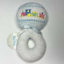 Vintage Eden Terry Cloth Rattle Plush White Pastel Train Baby Toy With Tags