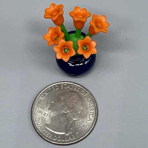 Playmobil Jarrón Azul Naranja Tulipanes Margaritas Flores Mesa Hogar Decoración Mansión NUEVO - Imagen 2 de 2