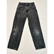 Wrangler Authentic Jeans Boys 10 Slim Faded Black Made in USA Vintage Distressed