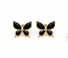 Stainless Steel Butterfly Earrings Black Enamel Cute Dainty Studs