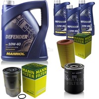 MANN-FILTER Inspektionspaket 8L Mannol Defender 10W-40 FüR Ford Maverick 2.7 Td