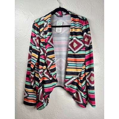 NEW Heimish Womens 2X Aztec Print Open Front Blazer Cardigan Southwestern Rodeo