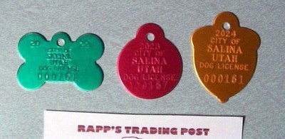 Dog License Tags SALINA Utah SEVIER UT animal pet tax ACO