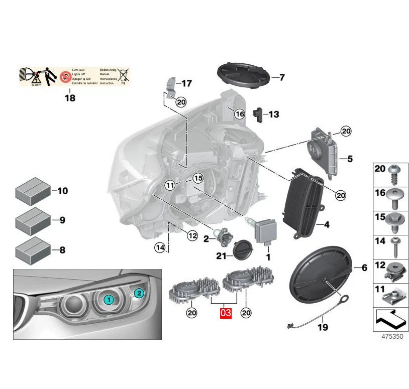 Módulo LED DRL farol XENON para BMW 430i 430iX 440i 440iX 14-17 plug and play - Imagem 3 de 3
