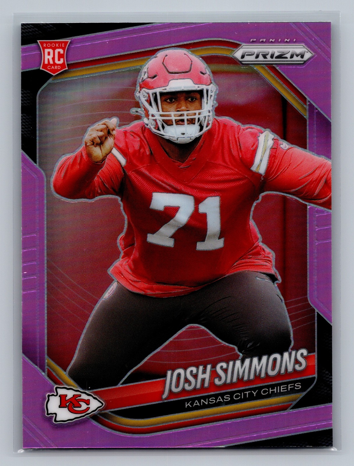 2025 Panini Prizm JOSH SIMMONS #337 Pink Prizm RC Kansas City Chiefs