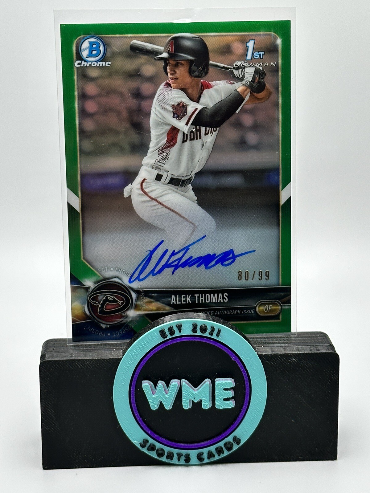 2018 Bowman Chrome Draft Alek Thomas Green Refractor 1st Prospect Auto # /99