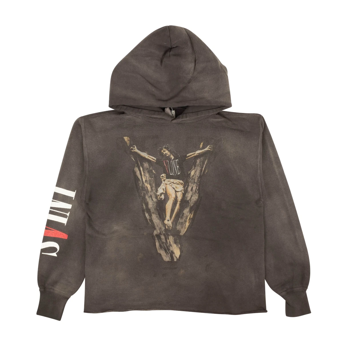 NWT VLONE X SAINT MICHAEL Aged Black Logo Pullover Hoodie Size S $910