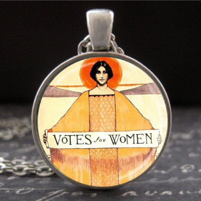 VOTES FOR WOMEN Silver Women's Suffrage Bertha Boye Suffragette Art Necklace New