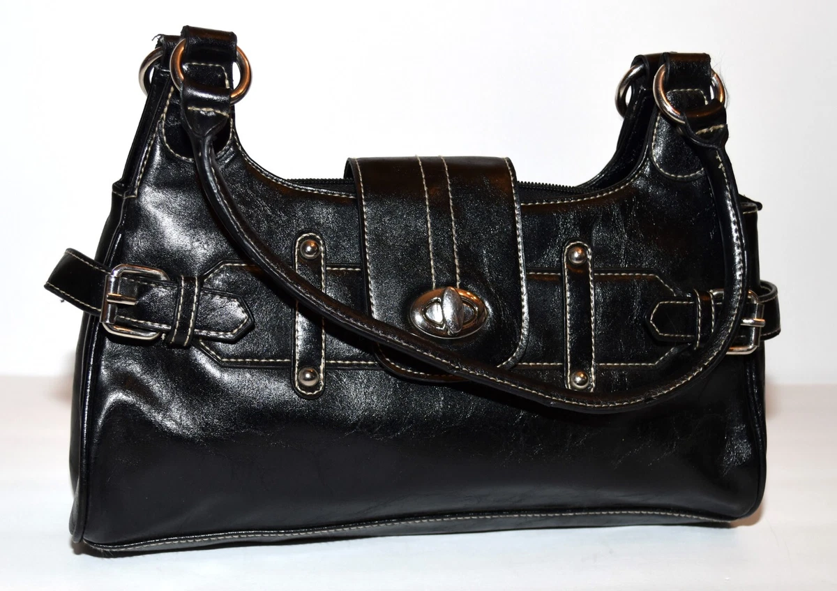 Black studded cheap side slouch bag