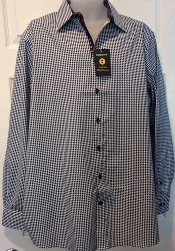 Camisa para hombre Claiborne LT manga larga azul y blanca elástica puño abatible alta nueva con etiquetas - Imagen 2 de 14