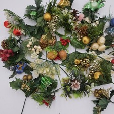 Huge lot floral vintage stems Christmas holly picks artificial satin balls