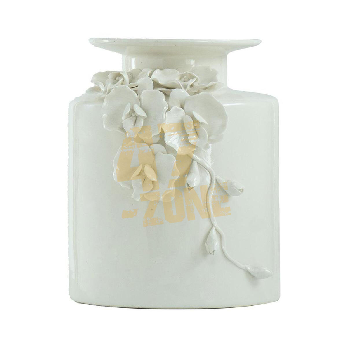 Ceramic Seaford Floral Pot Vase White Indoor Outdoor Tabletop Home