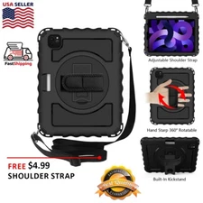 For iPad Air 10.9 Inch/5th Gen Case Shockproof Rugged Stand With Strap Cover