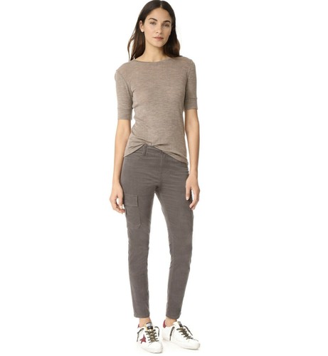 Skinny Corduroy Cargo Pants Gray 