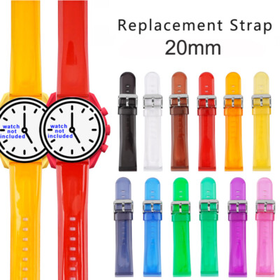 Cool Colorful Jelly Soft Watch Strap Replacement 20mm Wristbands Bracelet Belt