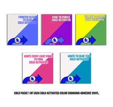 5 Pack COLD Activated Color Changing Adhesive Vinyl -1 of each 12"x12" 
