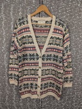 Vintage Woods  Gray Button Up Cardigan Sweater Nordic Fairs Island Design