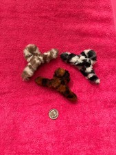 animal print faux fur hair clips set of 3