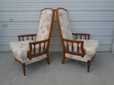 Tall Pair Spanish Revival Lounge Library Chairs French Country Regency 2 Parlor
