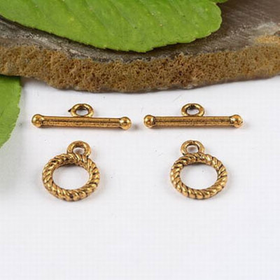 20sets dark gold-tone spiral shape toggle clasps h1351