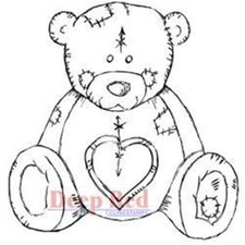 Deep Red TEDDY BEAR LOVE Rubber Stamp Scrapbooking