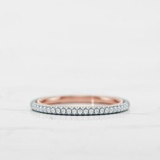 Milgrain Half Eternity Ring Band 1ct Round Cu...