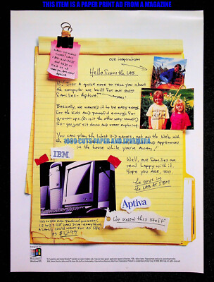 IBM Aptiva PC Computer Windows 95 1996 Trade Print Magazine Ad Poster ADVERT