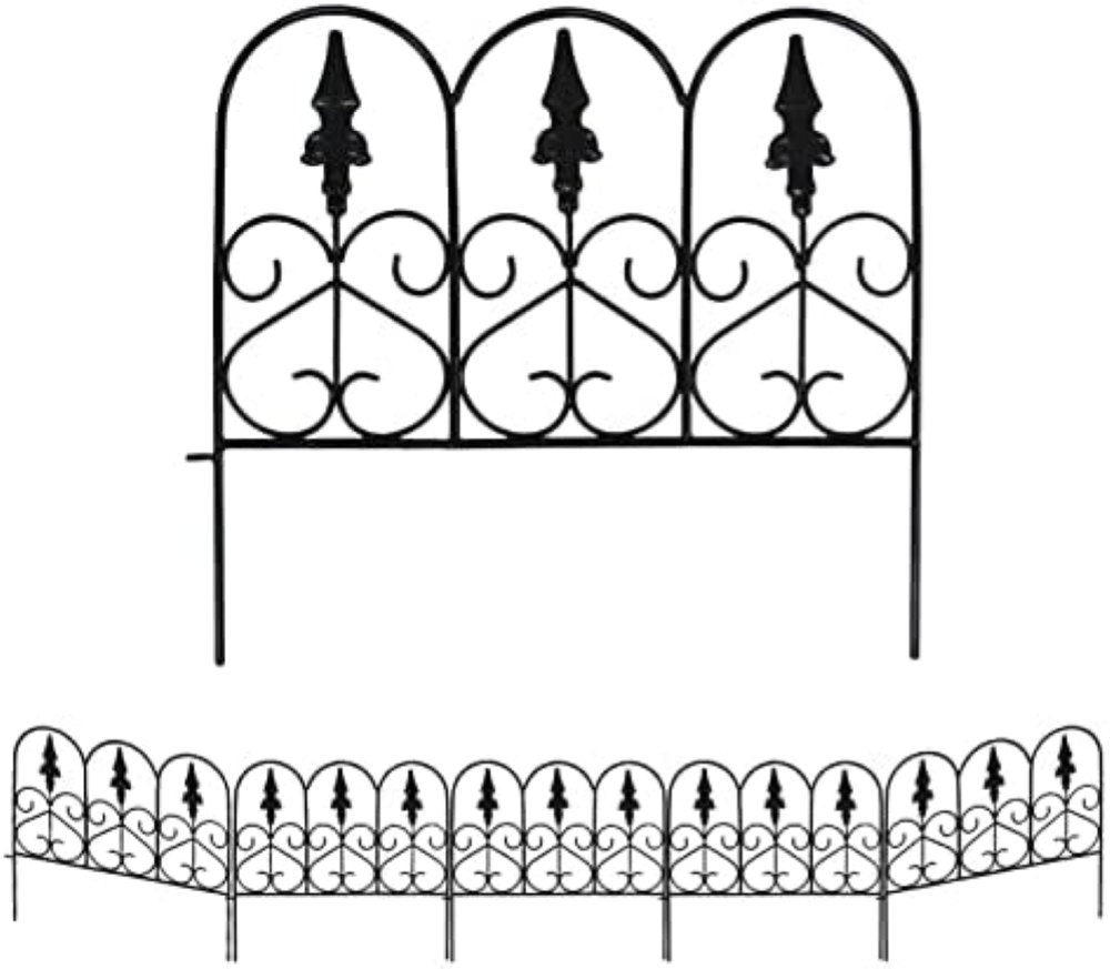 SCENDOR - Confezione da 5 recinzioni decorative da giardino in metallo, 45,7 cm