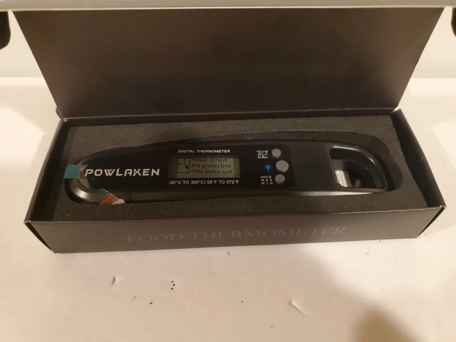 Powlaken Digital Meat Food Thermometer Cooking Instant Read Thermometer - Black