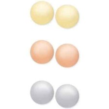 Childrens Tri-Tone 3 Piece Ball Stud Earring Set, Silver/Gold/Rose Gold